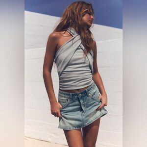 Zara silver metallic Halter Top